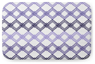 Blue Rectangular Geometric Pet Feeding Mat for Dogs or Cats