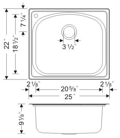 Wells Sinkware D-shaped Topmount Sink Pack, 10 Inches Deep, Hole on the Left, Si