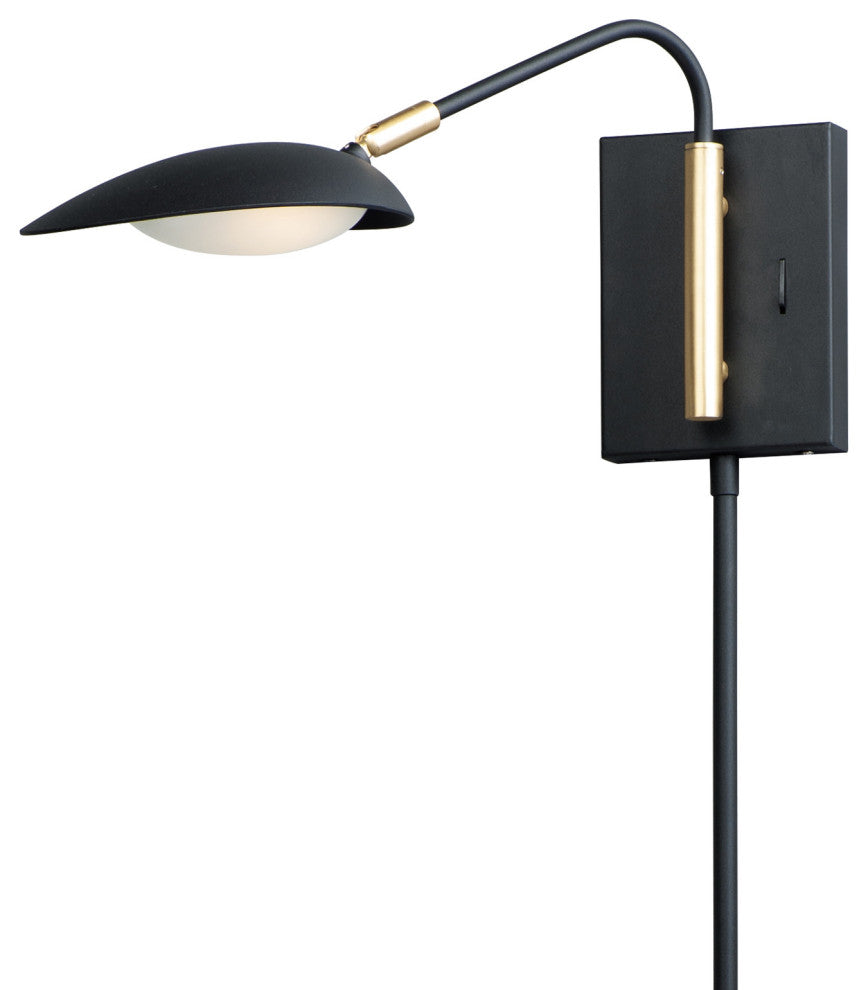 Maxim 21691 Scan 1 Light 8" Tall LED Plug-In Wall Sconce - Black / Satin Brass