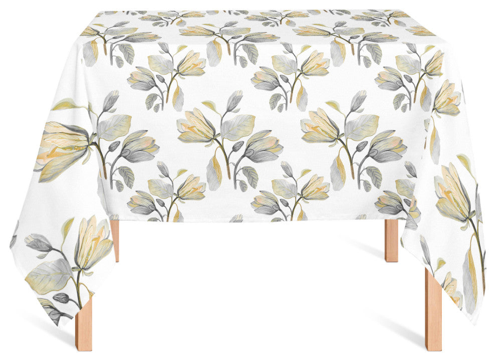 Watercolor Floral Blossoms Yellow 2 58x58 Tablecloth
