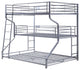 Benzara BM214895 3 Tier Bunk Bed With Curved Metal Frame and Guardrails, Silver