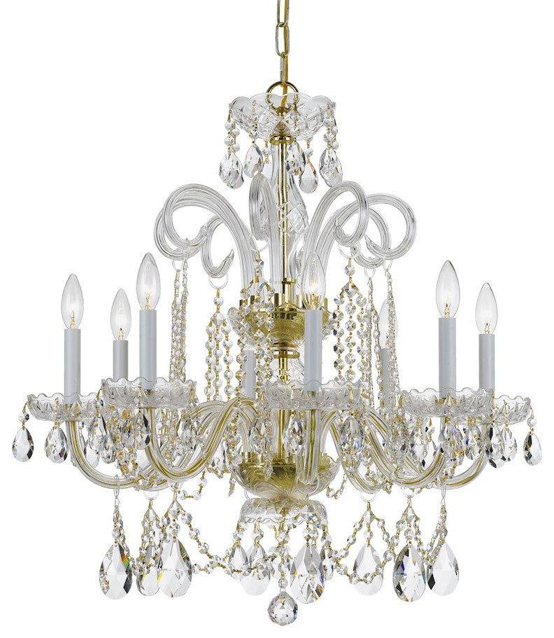Crystorama 5008PBCLSAQ Eight Light Chandelier Traditional Crystal Brass