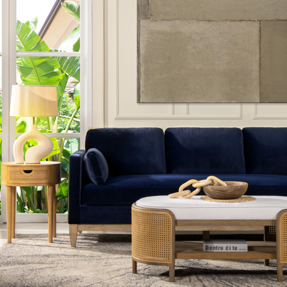 Knox 84" Modern Farmhouse Sofa, Dark Navy Blue Performance Velvet