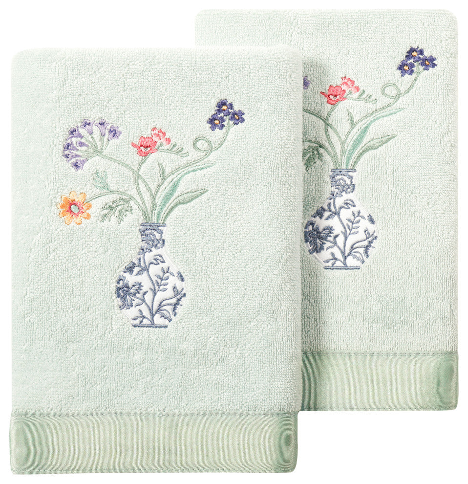 Linum Home Textiles 100% Turkish Cotton STELLA 2PC Embellished Hand Towel Set