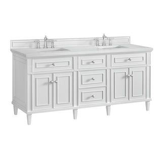 Lorelai 72" Double Vanity, Bright White, 3 CM Arctic Fall Solid Surface Top