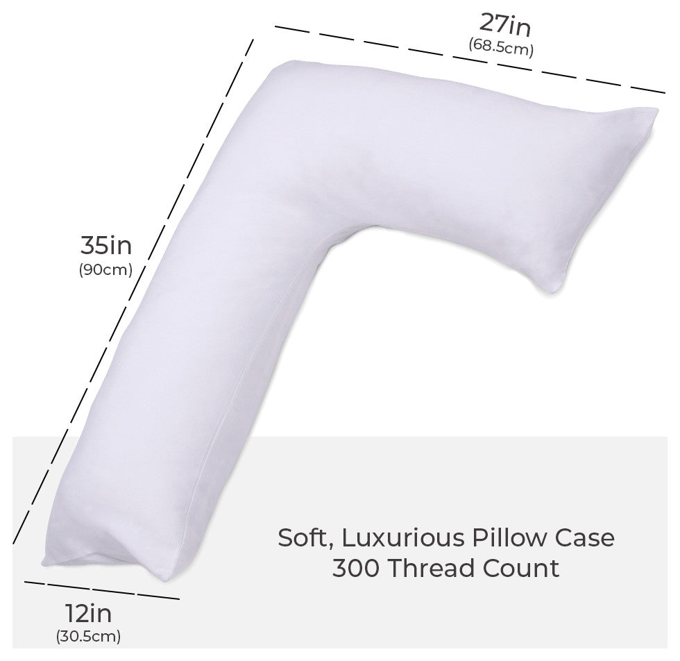 L-Shaped Body Pillow Prenatal Pregnancy Pillow Body Pillow, White
