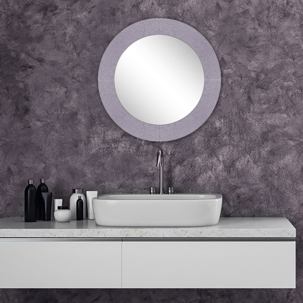 Gray Round Accent Glass Mirror