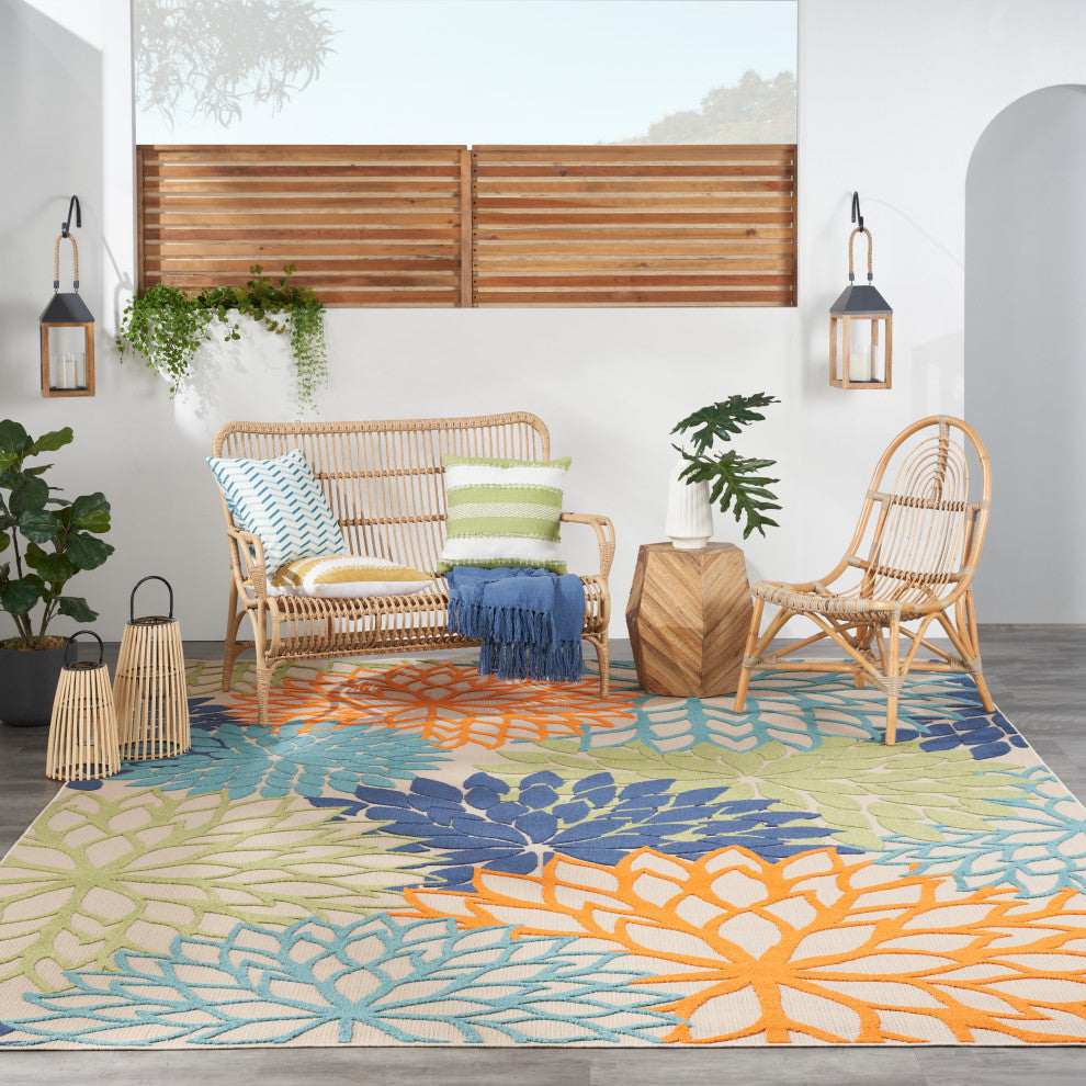 Nourison Aloha 10' x 14' Multicolor Tropical Area Rug