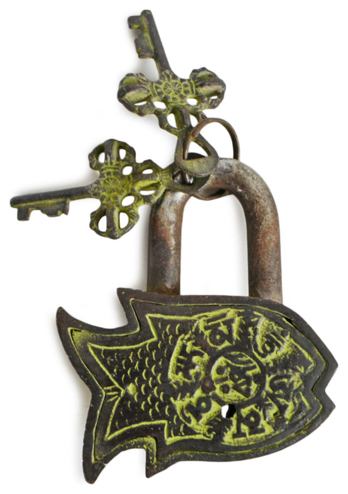 Consigned Vintage India Dark Bronze Fish Lock
