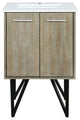 Lancy 24" Rustic Acacia Bathroom Vanity, White Quartz Top, And White Square Sink