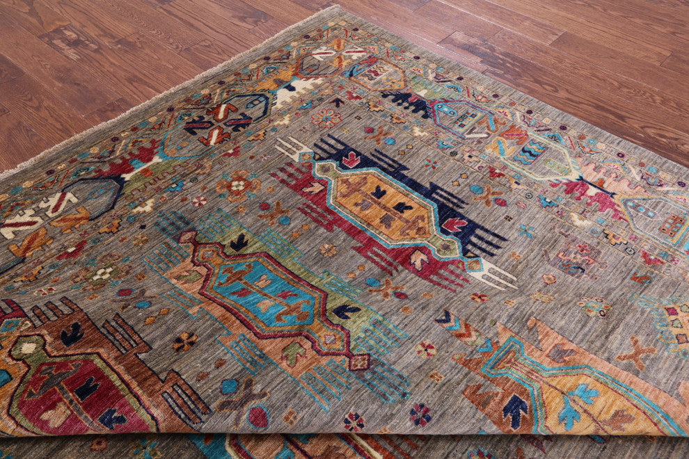 8' 2" X 9' 8" Tribal Fine Serapi Handmade Wool Rug - Q12395