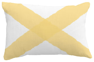X Marks the Spot Geometric Print Pillow With Linen Texture, Yellow, 14"x20"
