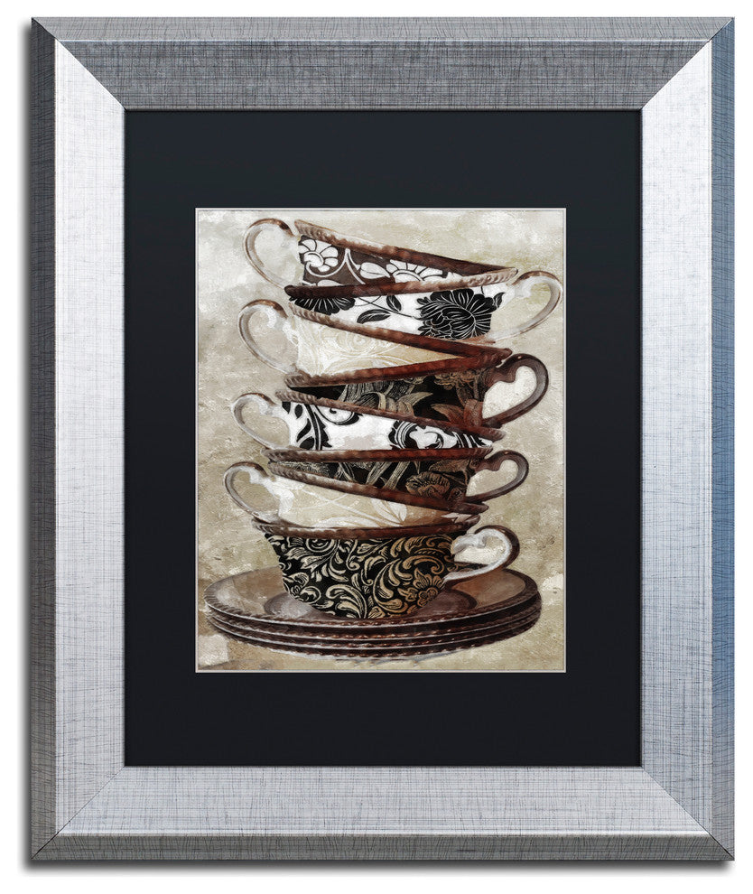 Color Bakery 'Afternoon Tea I' Art, Silver Frame, Black Matte, 11"x14"