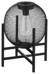 11.5"H Metal Mesh Black Solar Powered Outdoor Lantern With Stand