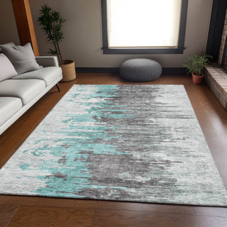 Premium Machine Washable Mayfield AMF704 Teal 9' x 12' Rug