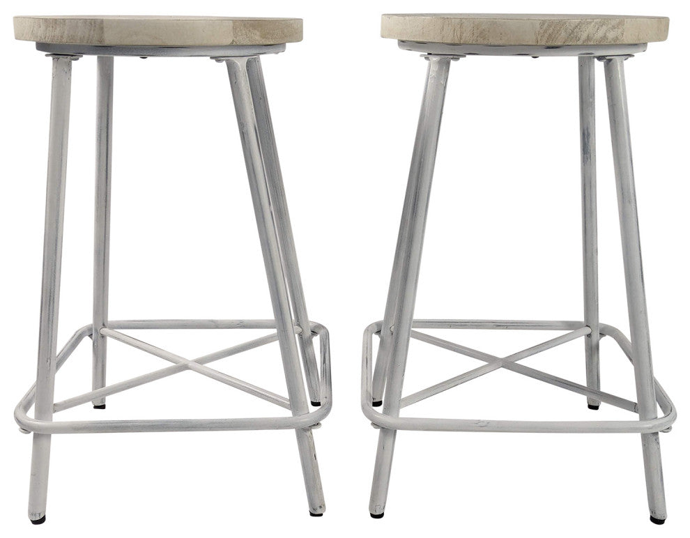 Illona 24" Stool, Set of 2, Whitewash
