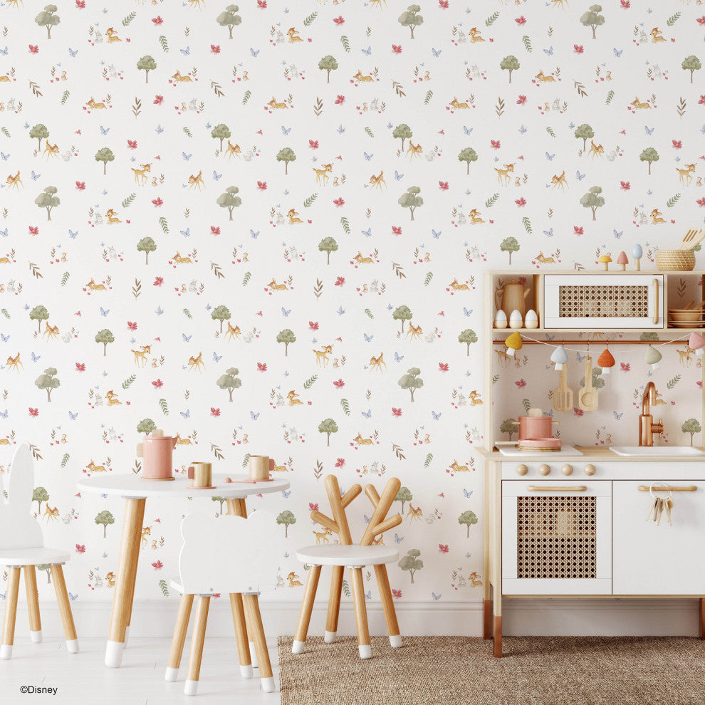 White Bambi Watercolor Peel & Stick Wallpaper