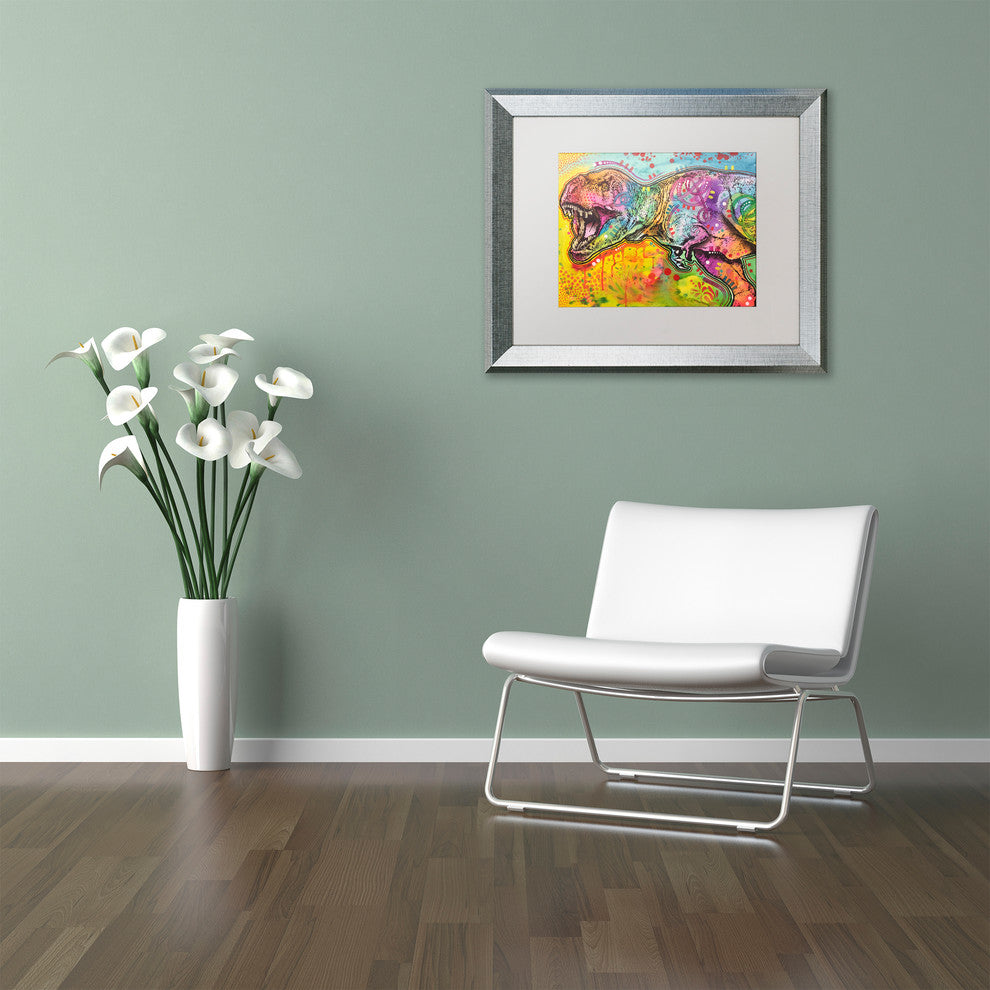 Dean Russo 'T Rex 2' Art, Silver Frame, White Mat, 20x16