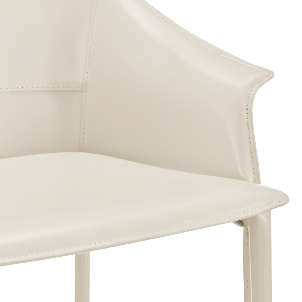 Callie Recycled Leather Counter Stool, Vanilla
