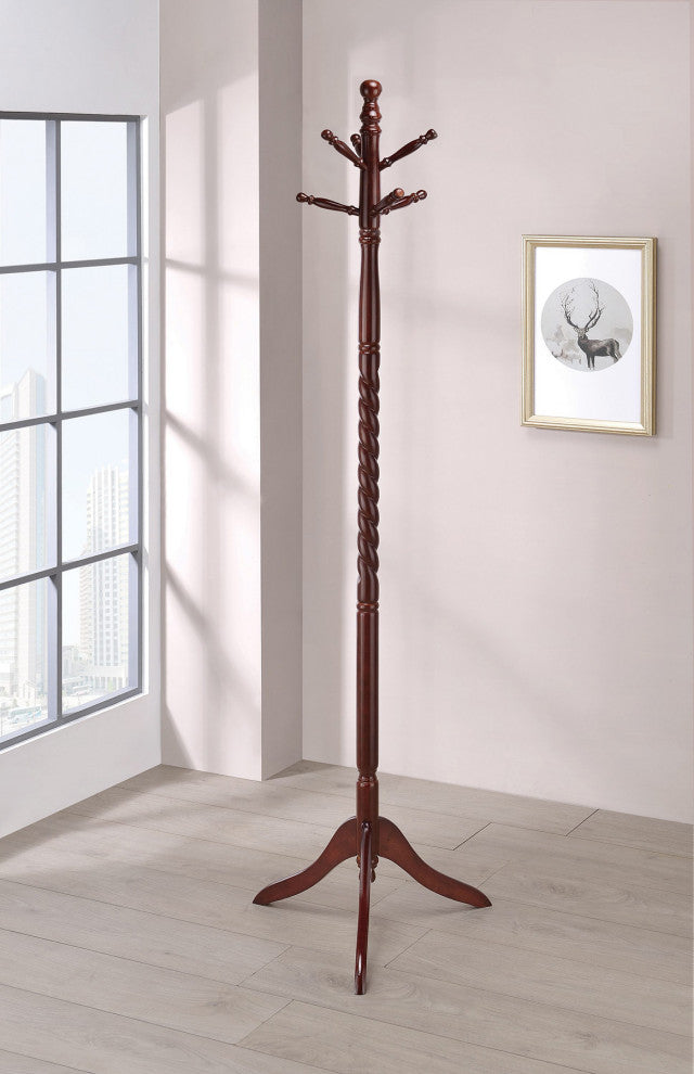 Wooden 2-Tier Coat Rack, Merlot