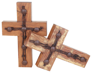 Rustic Old Door Barbed Wire Cross