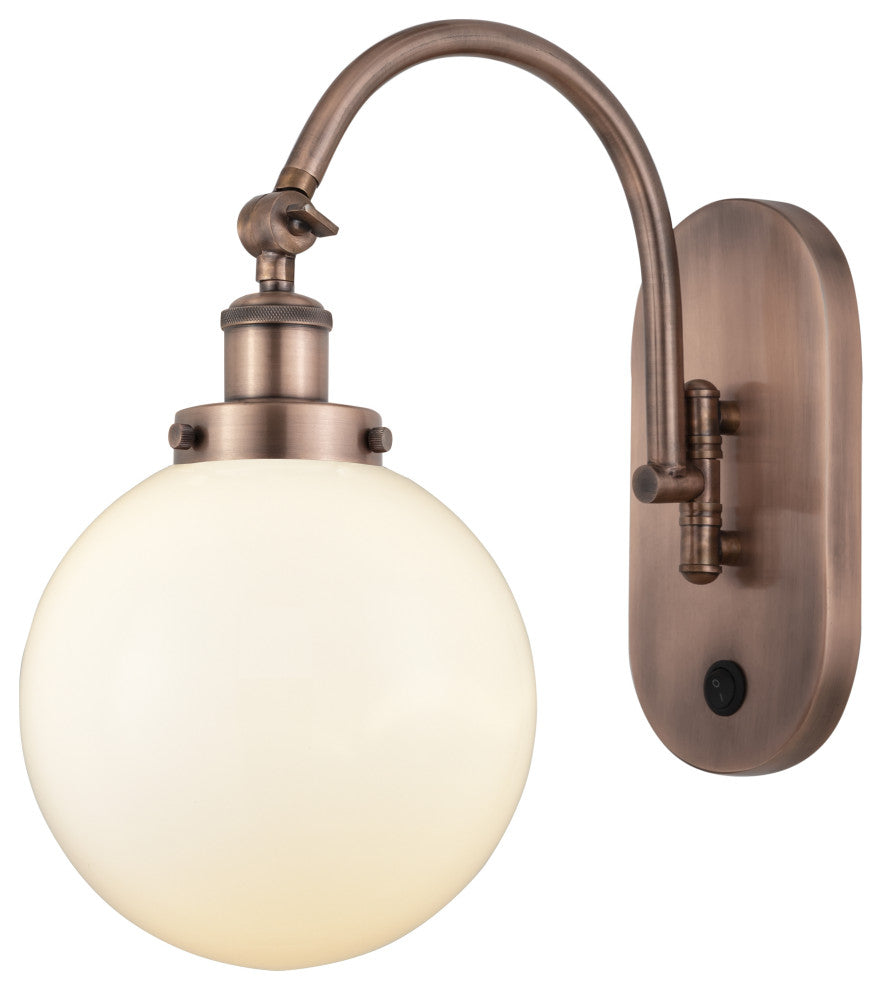 Innovations 918-1W-AC-G201-8 1-Light Sconce, Antique Copper