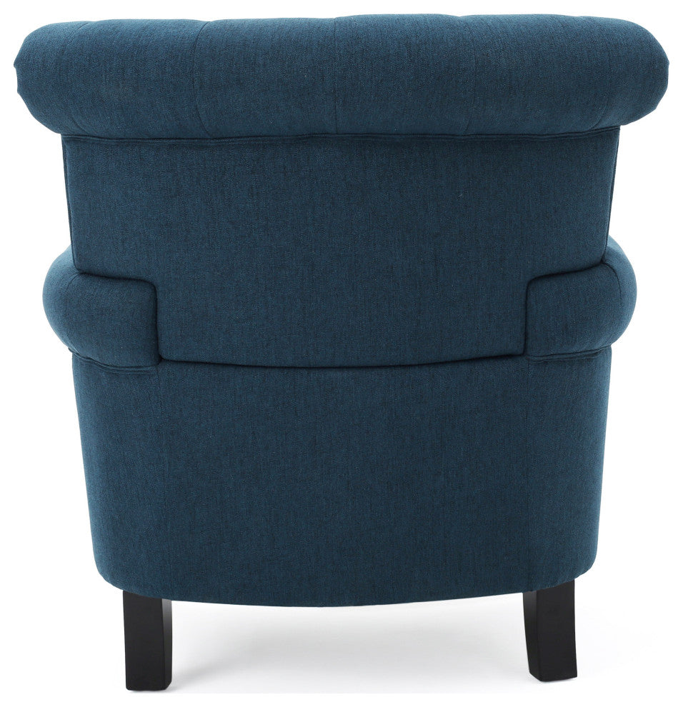 GDF Studio Nowell Contemporary Fabric Tufted Chair, Dark Blue