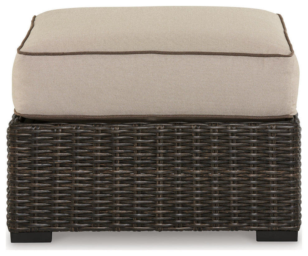 Coastline Bay Brown Outdoor Ottoman With Cushion