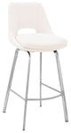 30" Elegant Gray Faux Leather Bar Stool With Stainless Steel Frame