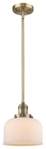 Large Bell 1-Light LED Pendant, Brushed Brass, Glass: Matte White Cased