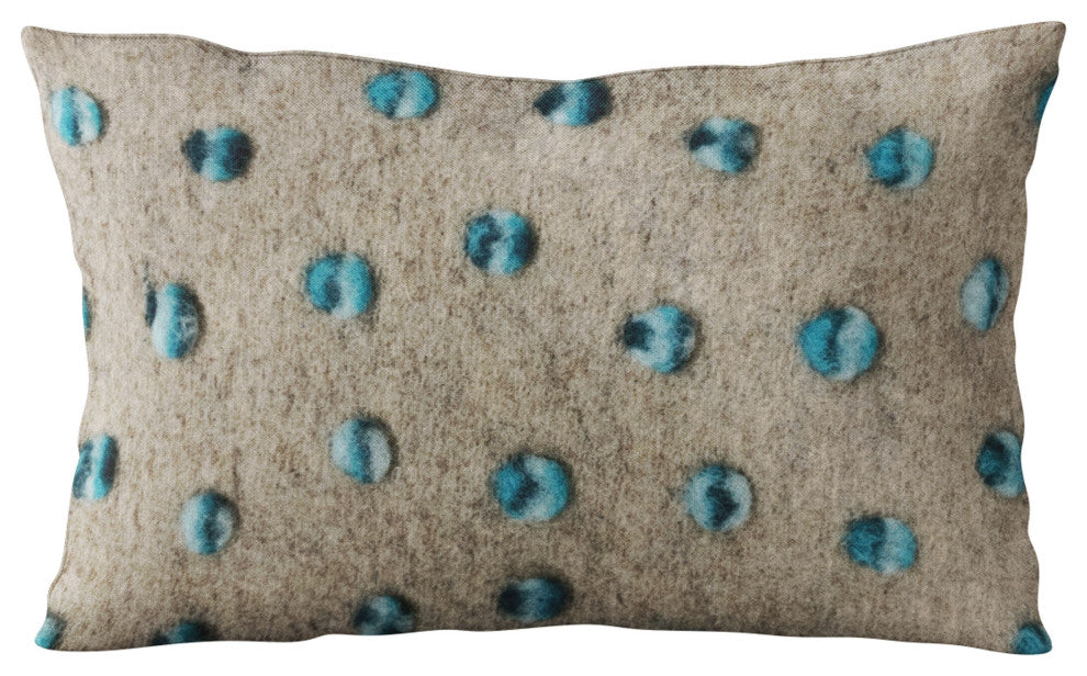 Plutus Blue Wool Dot Luxury Throw Pillow, 12"x20"