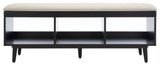 Safavieh Cricket Open Shelf Bench, Creme/Black