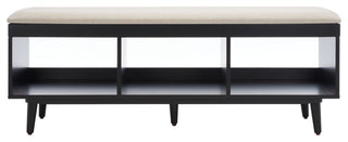 Safavieh Cricket Open Shelf Bench, Creme/Black