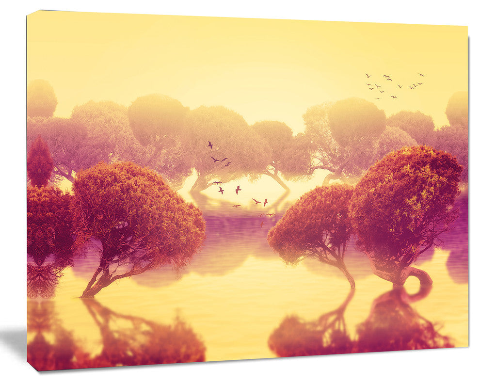 Peaceful Japanese Gardens, Landscape Canvas Art Print, 20"x12"