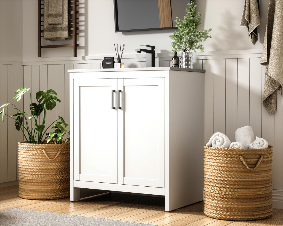 Home Living 30" Single Bathroom Vanity, White