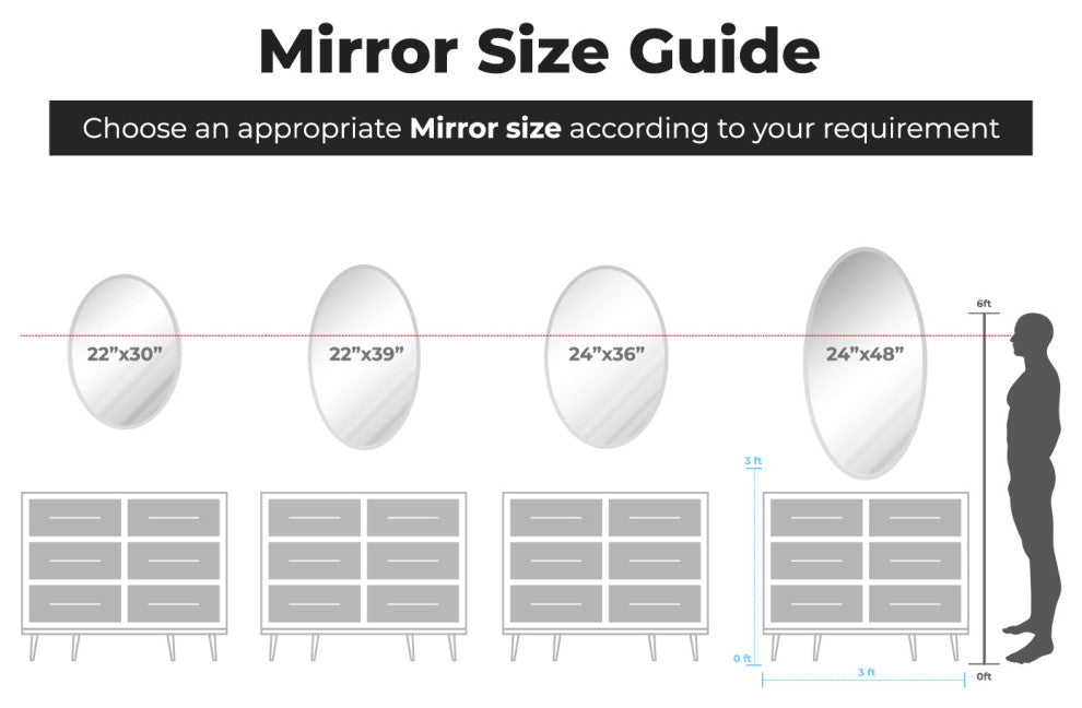 Oval Beveled Polished Frameless Wall Mirror With Hooks, 24"x36"
