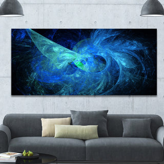 Blue on Dark Fractal Illustration, Abstract Canvas Art Print, 60x28