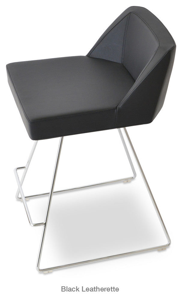 Prisma Wire Stools, Chrome Base, Black Leatherette