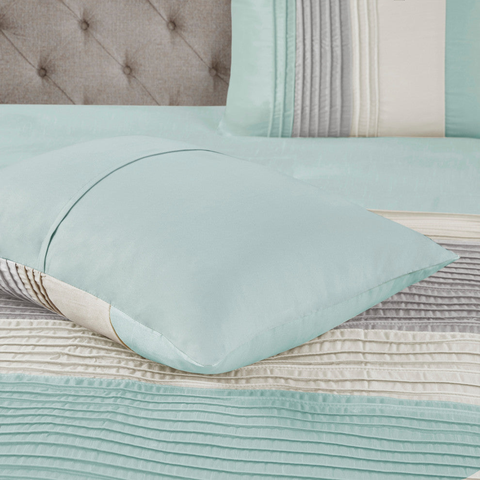 Madison Park Polyoni-Pieced Pleated 7-Piece Comforter Set, King