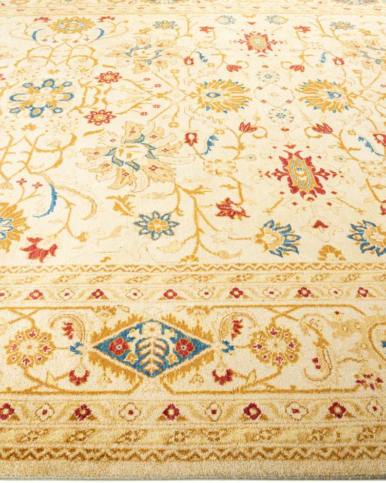 Eclectic, One-of-a-Kind Hand-Knotted Area Rug Ivory, 9' 2" x 12' 3"