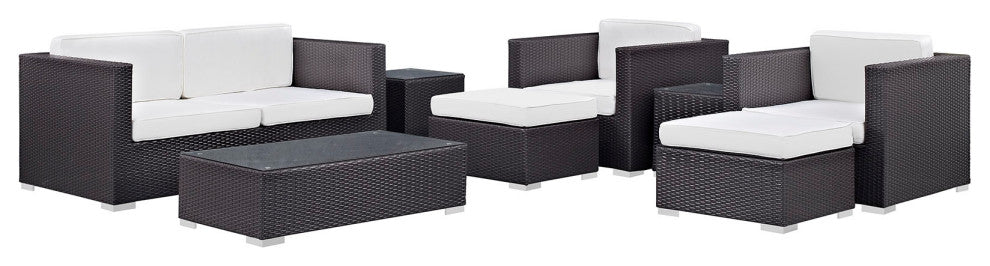 Espresso White Venice 8 Piece Outdoor Patio Sofa Set