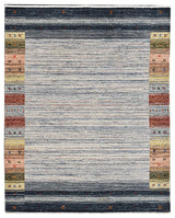 EORC Natural Gray Hand Knotted Wool Gabbeh Rug, 8'x10