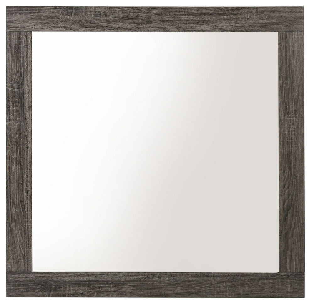 Benzara BM232991 Rectangular Mirror With Natural Wood Grain Details, Gray