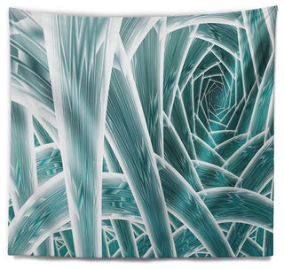Blue Fractal Endless Tunnel Abstract Wall Tapestry, 80"x68"