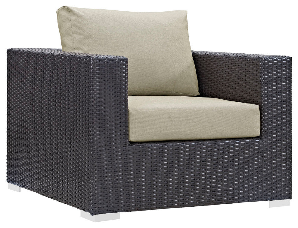 Convene 8 Piece Outdoor Patio Sectional Set, Espresso Beige