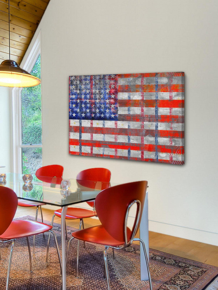 "Bold Red Stripes" Print on Canvas, 24"x16"
