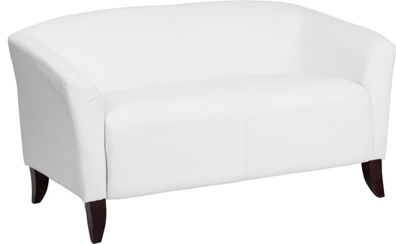 Hercules Imperial Series Leather Loveseat, White, 52.50"x29"x30"