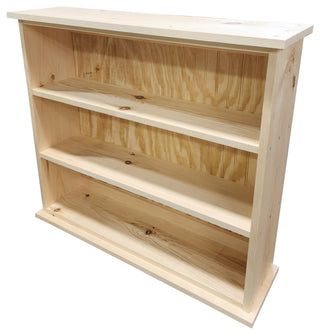 3 Shelf Bookcase, Solid Wood Bookshelf, Unfinished