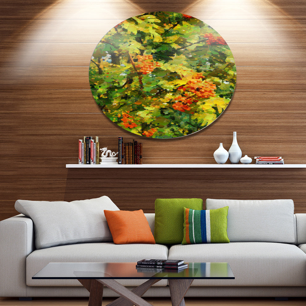 Floral Pattern With Palette Knife, Flower Round Wall Art, 11"