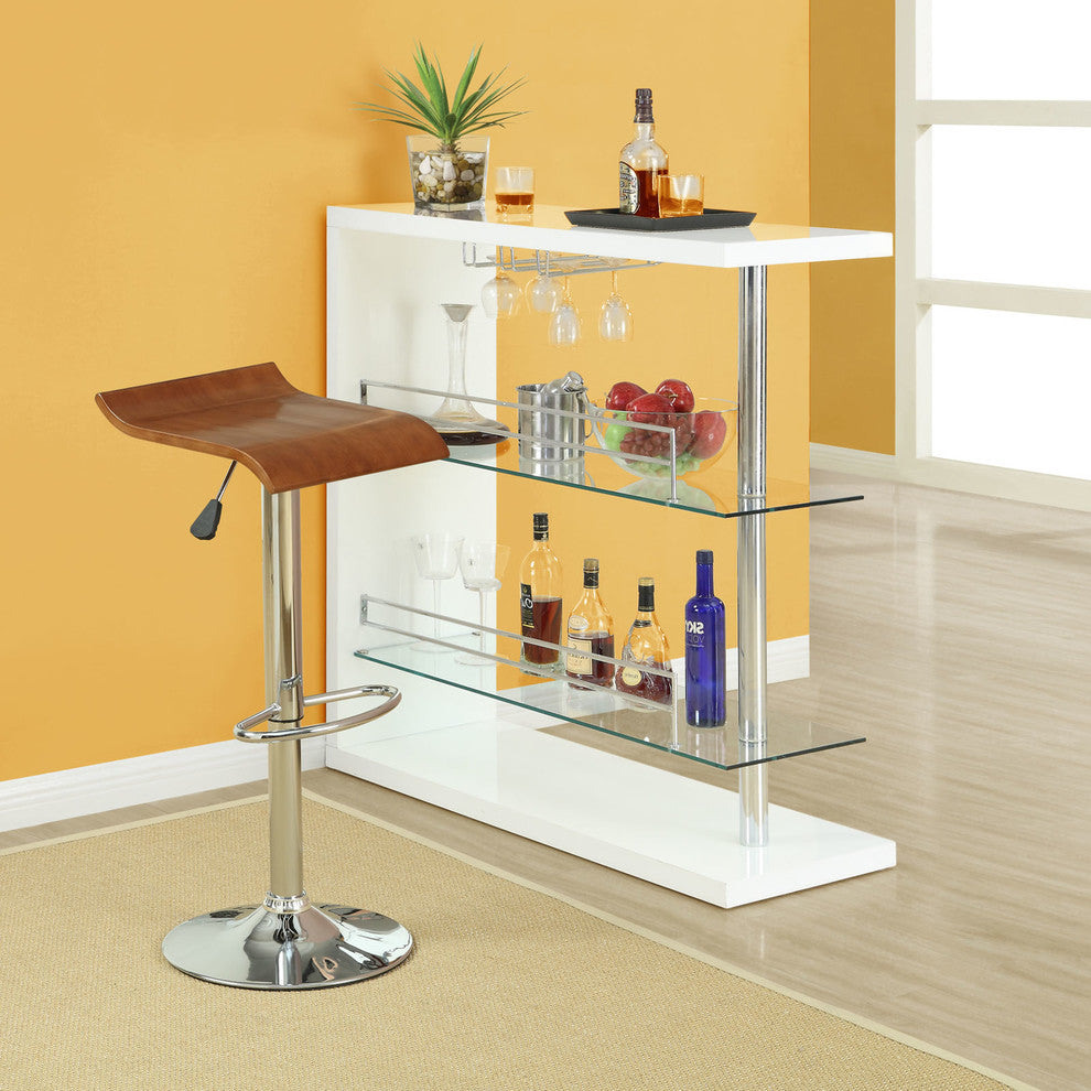 Modern Contemporary Dining Kitchen Wood Bar Stools, Oak, Set of 2